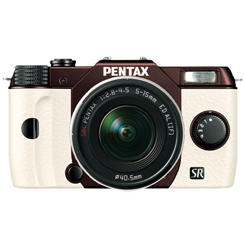 Pentax Q10 Compact Mirrorless Camera with 5-15mm Lens (Metal Brown / White)