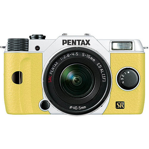 Pentax Q7 Compact Mirrorless Camera with 5-15mm f/2.8-4.5 Zoom Lens (White/Yellow)