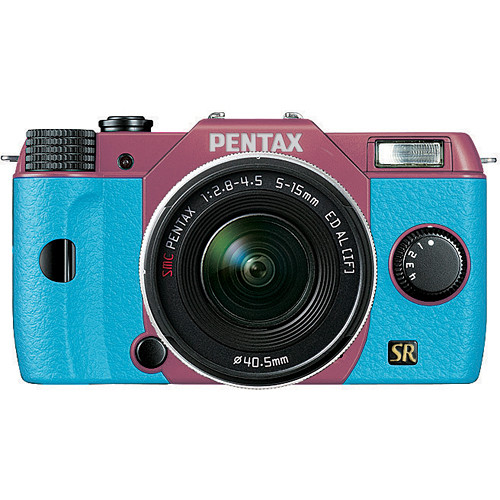 Pentax Q7 Compact Mirrorless Camera with 5-15mm f/2.8-4.5 Zoom Lens (Pink/Aqua)