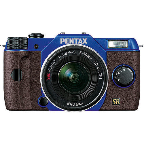 Pentax Q7 Compact Mirrorless Camera with 5-15mm f/2.8-4.5 Zoom Lens (Blue/Brown)