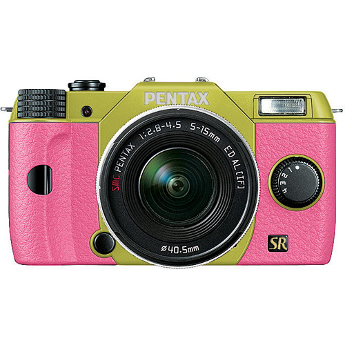 Pentax Q7 Compact Mirrorless Camera with 5-15mm f/2.8-4.5 Zoom Lens (Lime/Pink)