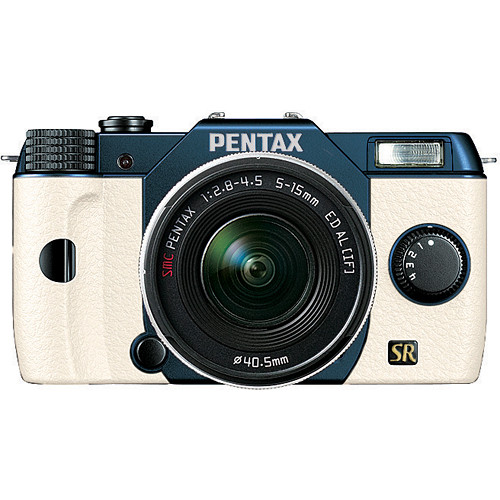 Pentax Q7 Compact Mirrorless Camera with 5-15mm f/2.8-4.5 Zoom Lens (Metal Navy/White)