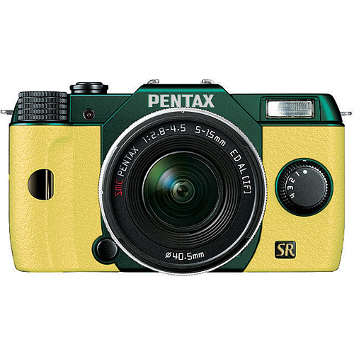 Pentax Q7 Compact Mirrorless Camera with 5-15mm f/2.8-4.5 Zoom Lens (Metal Green/Yellow)