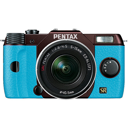 Pentax Q7 Compact Mirrorless Camera with 5-15mm f/2.8-4.5 Zoom Lens (Metal Brown/Aqua)