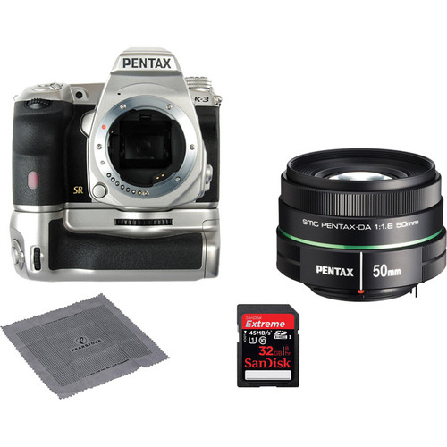 Pentax K-3 Premium Silver Edition DSLR Camera With 50mm f/1.8 Lens Kit