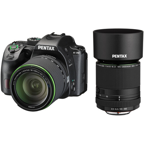 Pentax K-70 DSLR Camera with 18-135mm Lens and 55-300mm