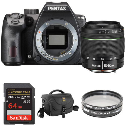 Pentax K-70 DSLR Camera with 18-55mm Lens and Accessory Kit
