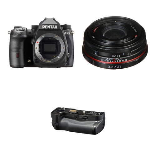 Pentax K-3 Mark III DSLR Camera with 21mm Lens and Battery Grip Kit (Black)
