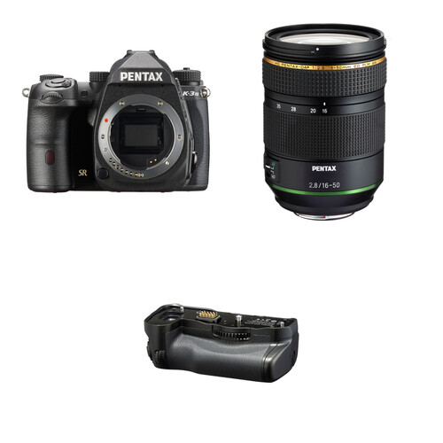 Pentax K-3 Mark III DSLR Camera with 16-50mm Lens and Battery Grip Kit (Black)