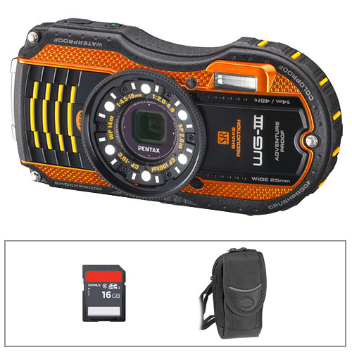 Pentax WG-3 Digital Camera Basic Kit (Orange)