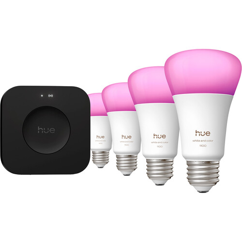 Philips Hue 75W A19 Starter Kit (White & Color Ambiance, Matter, 4-Pack)
