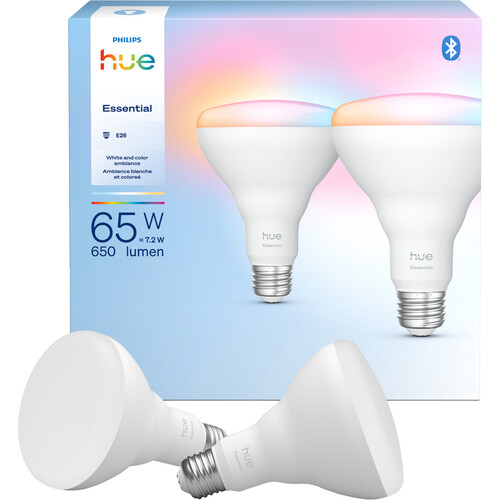 Philips Hue Essential BR30 Bulb with Bluetooth (White & Color Ambiance, Matter, 2-Pack)