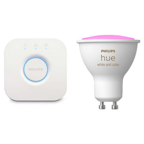 Philips Hue Bridge & GU10 Bulb with Bluetooth (White & Color Ambiance)