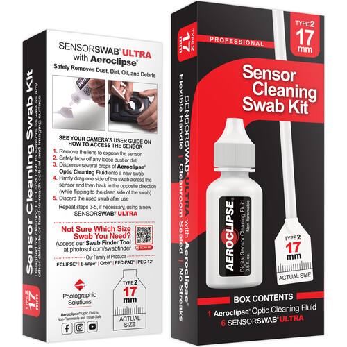Photographic Solutions Sensor Cleaning Swab Kit (17mm Swab, Aeroclipse Solution)