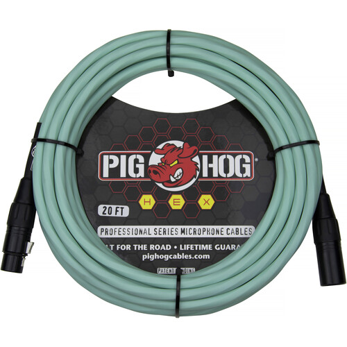 Pig Hog Hex Series XLR Microphone Cable (Seafoam Green, Straight to Straight, 20')