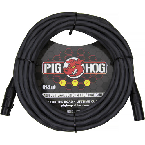 Pig Hog Hex Series XLR Microphone Cable (Gray, Straight to Straight, 25')