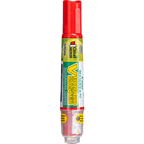 PILOT V Board Master BEGREEN Whiteboard Markers (Medium Chisel, Red, 12-Pack)