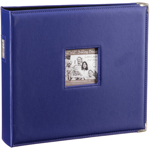 Pioneer Photo Albums T-12JF 12x12" 3-Ring Binder Sewn Leatherette Silver Tone Corner Scrapbook (Purple)