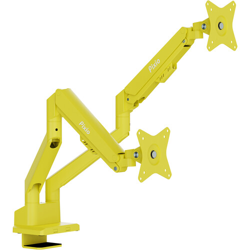 Pixio PS1D Wave Premium Dual Monitor Desk Mount Stand for up to 32" Displays (Yellow)