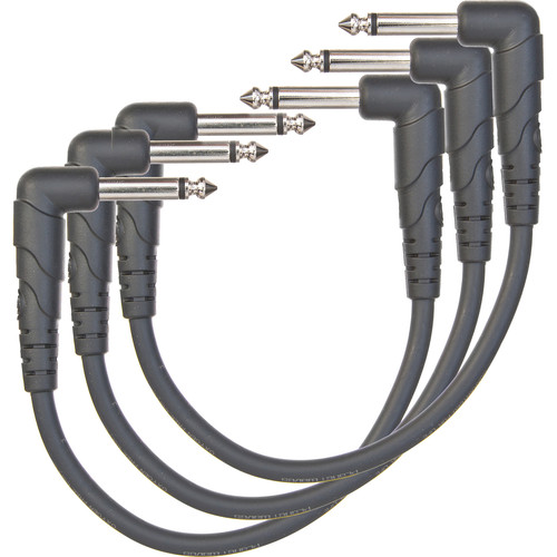 Planet Waves Classic Series Patch Cables - 1/4" to 1/4" Right Angle (6", 3-Pack)