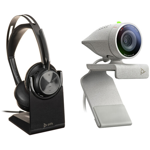 Poly Studio P5 1080p Webcam with Voyager Focus 2 UC Stereo Noise-Canceling On-Ear Headset Kit