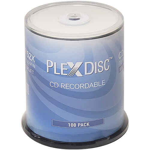 PlexDisc CD-R Inkjet Hub Printable Discs (100-Pack)
