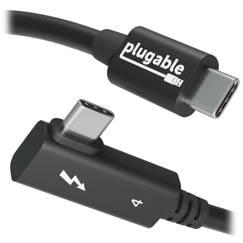 Plugable USB-C to Right-Angle USB-C Thunderbolt 4 Cable (2.6')