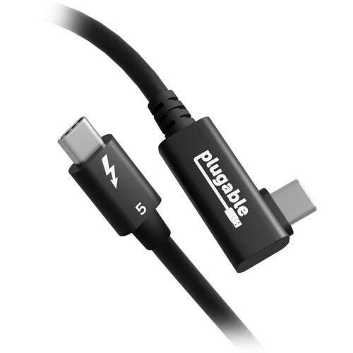 Plugable Thunderbolt 5 240W Straight to Right-Angle Cable (2.6')