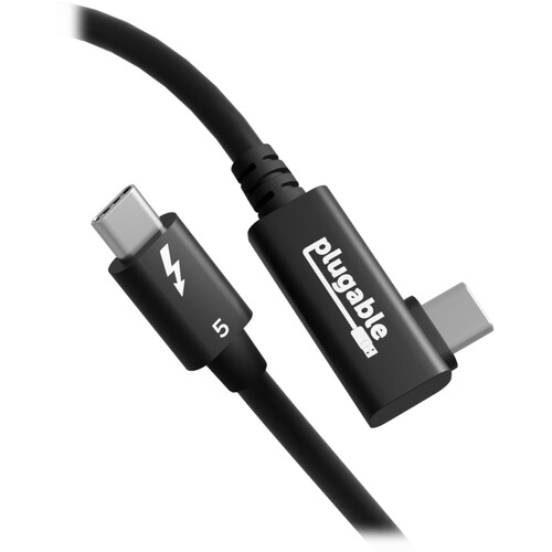 Plugable Thunderbolt 5 240W Straight to Right-Angle Cable (2.6')
