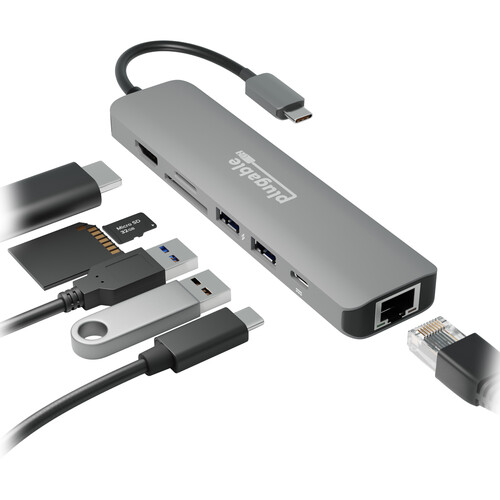 Plugable USB-C 7-in-1 Docking Station with Ethernet