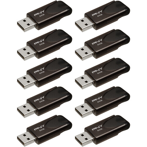 PNY 64GB Attache 4 USB-A 2.0 Flash Drive (10-Pack)