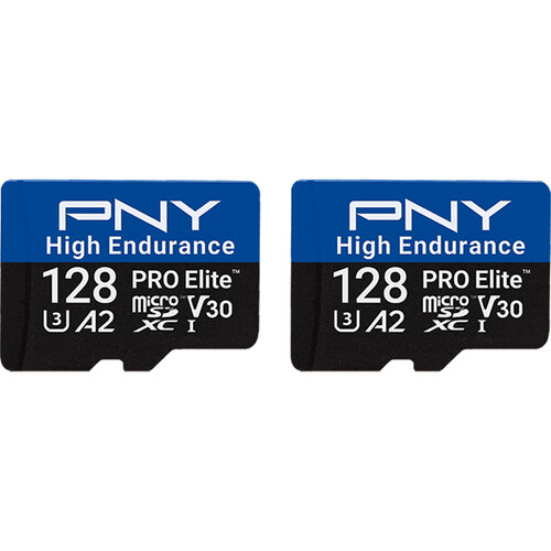 PNY 128GB PRO Elite High Endurance microSDXC Memory Card with SD Adapter (2-Pack)