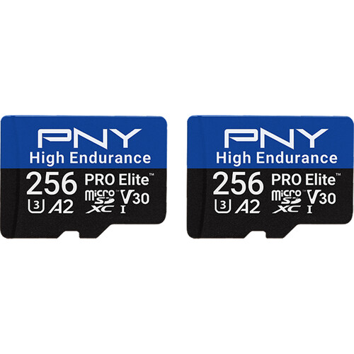 PNY 256GB PRO Elite High Endurance microSDXC Memory Card with SD Adapter (2-Pack)