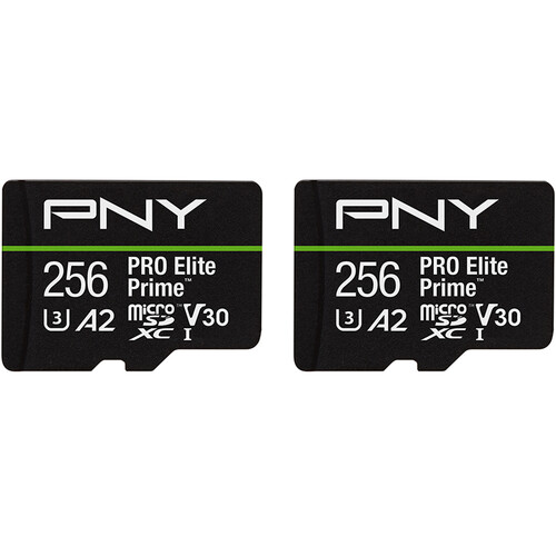 PNY 256GB PRO Elite Prime microSDXC Memory Card with SD Adapter (2-Pack)