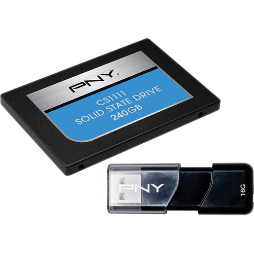 PNY CS1111 Internal 2.5" SATA III 240GB SSD with 16GB USB 2.0 Flash Drive