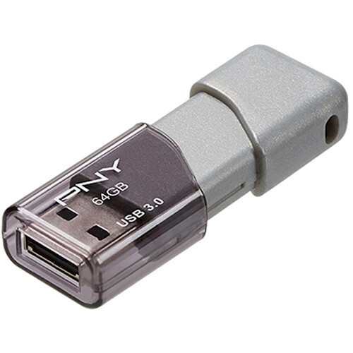 PNY 64GB Turbo Attaché 3 USB 3.0 Flash Drive (3-Pack, Gray)