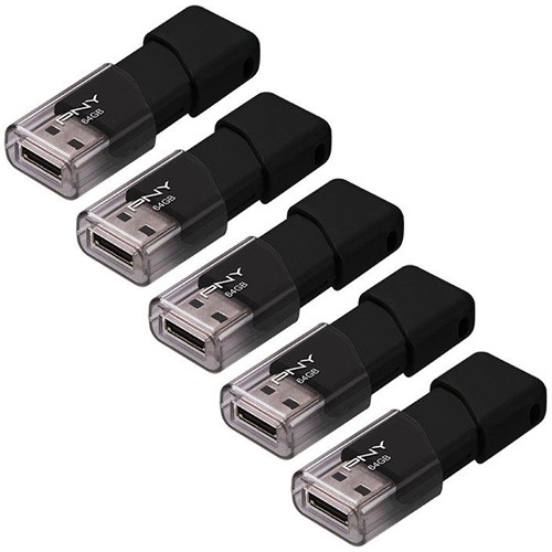 PNY 64GB Attaché 3 USB 2.0 Flash Drive (5-Pack)