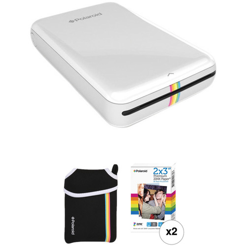 Polaroid ZIP Mobile Printer Kit with Pouch and 30 Sheets of Photo Paper (White)