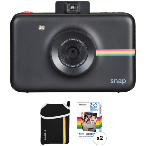 Polaroid Snap Instant Digital Camera with ZINK Photo Paper and Pouch Kit (Black)