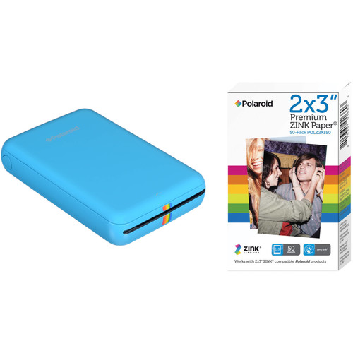 Polaroid ZIP Mobile Printer Kit with 50 Sheets of Photo Paper (Blue)