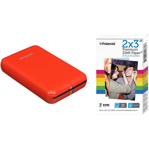 Polaroid ZIP Mobile Printer Kit with 50 Sheets of Photo Paper (Red)