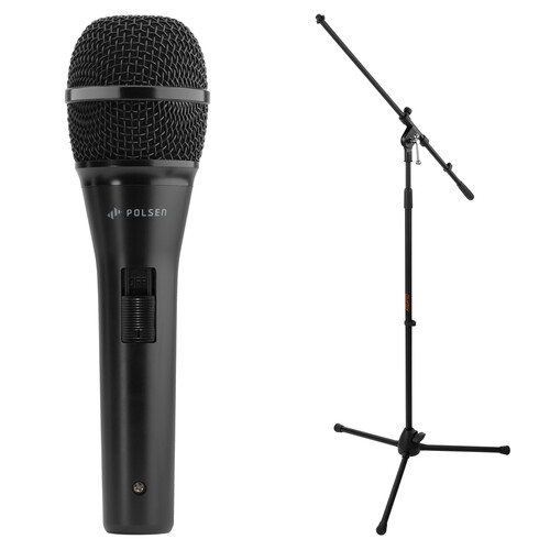 Polsen M-85-B Professional Dynamic Handheld Microphone Kit with Stand and Cable (Black)