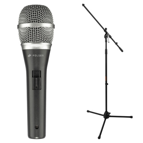 Polsen M-85 Professional Dynamic Handheld Microphone Kit with Stand and Cable (Dark Gray)