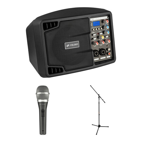 Polsen PA-5150BT 5" 150W Portable PA System Kit with Dynamic Mic and Mic Stand