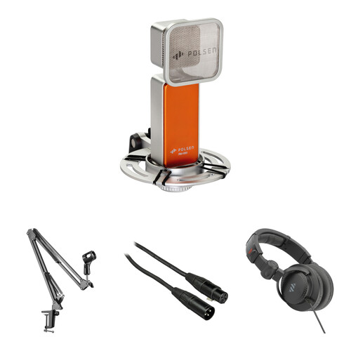 Polsen RM-650 Large-Diaphragm Condenser Mic Broadcaster Kit with Suspension Arm, Headphones & Cable