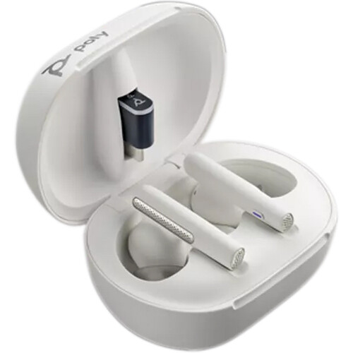 Poly Voyager Free 60+ UC Wireless Earbuds (USB-C Dongle, White Sand)