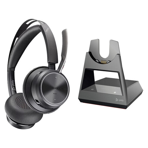 Poly Voyager Focus 2 UC Stereo Bluetooth Headset & Office Base Bundle