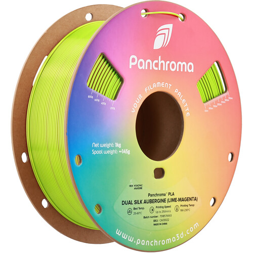 Polymaker Panchroma Dual Silk PLA Filament (1kg, Lime & Magenta Aubergine)