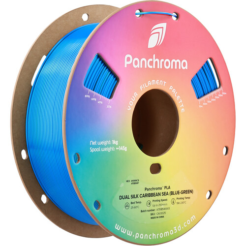Polymaker Panchroma Dual Silk PLA Filament (1kg, Blue & Green Caribbean)
