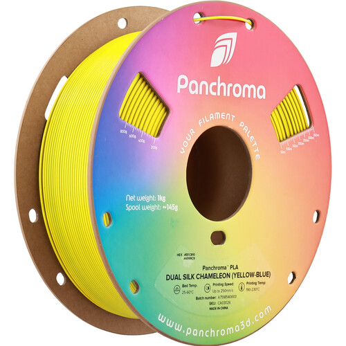 Polymaker Panchroma Dual Silk PLA Filament (1kg, Yellow & Blue Chameleon)